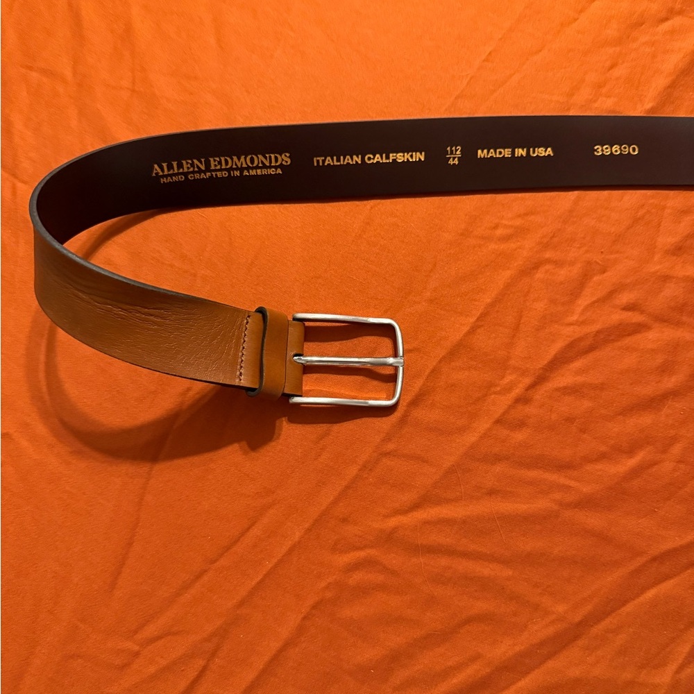 Allen Edmonds Italian Calfskin Leather Belt, Brown